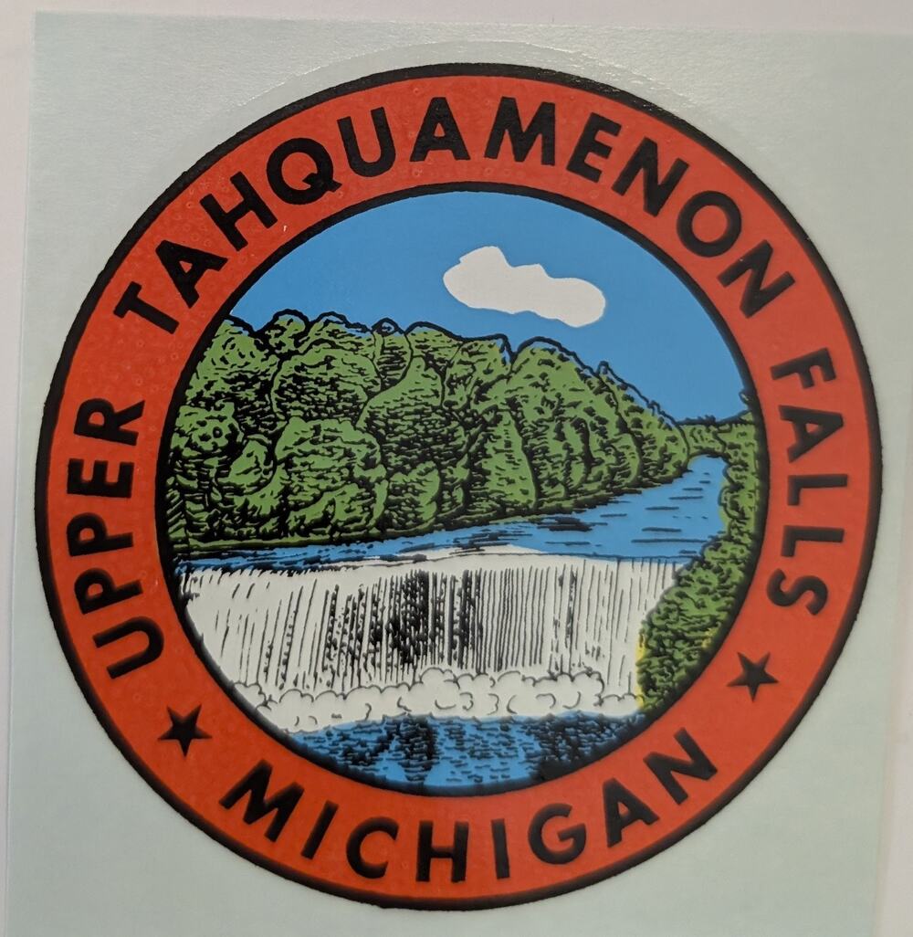 Vintage Tahquamenon Falls Michigan Water Decal Auto Travel Souvenir 1950s